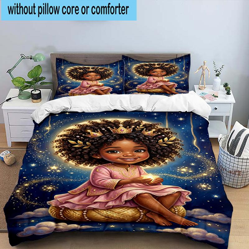 Galactic Princess Adventure 3pcs Bedding,Including 1pc Duvet Cover And 2pcs Pillowcases Perfect for Christmas,Ideal for Bedroom, Dormitory