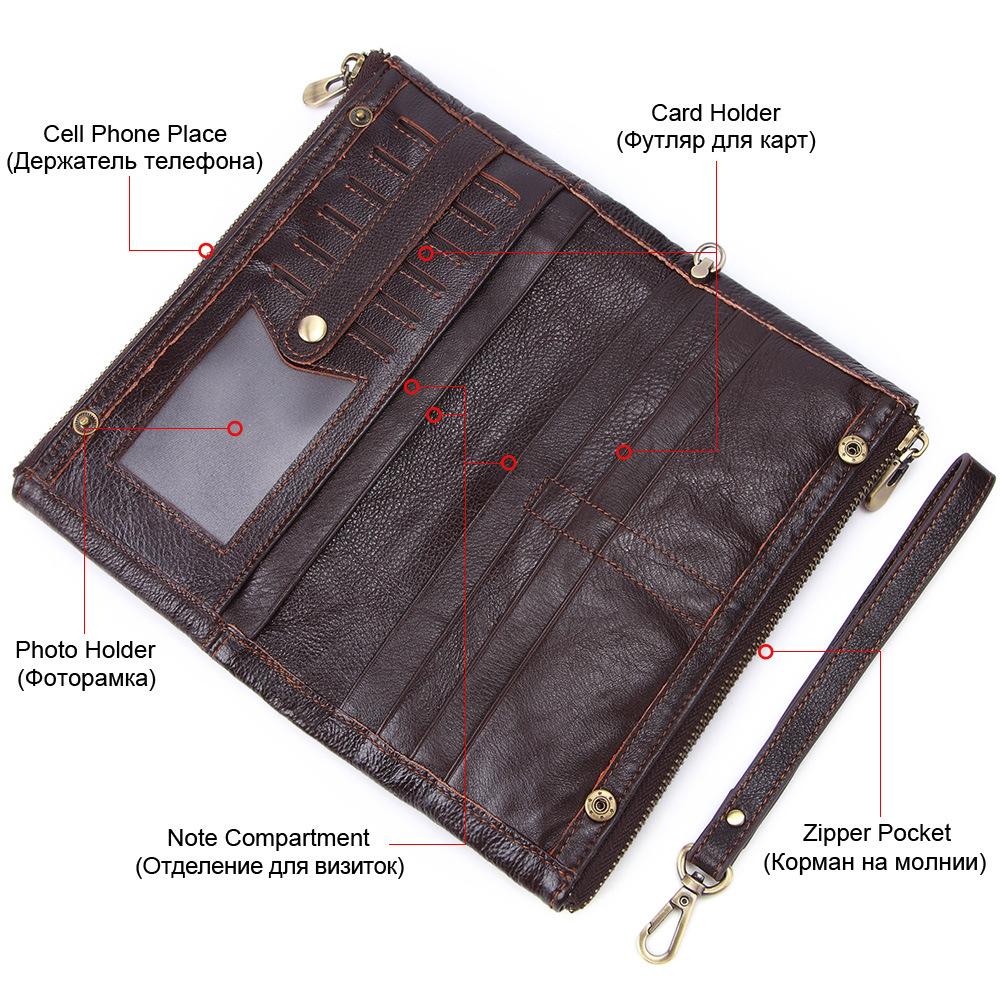MISFITS Männer Marke Organizer Brieftaschen Aus Echtem Leder Doppel-reißverschluss Handtasche Mann Kuh Leder Lange Geldbörse Multi-funktion Telefon Tasche