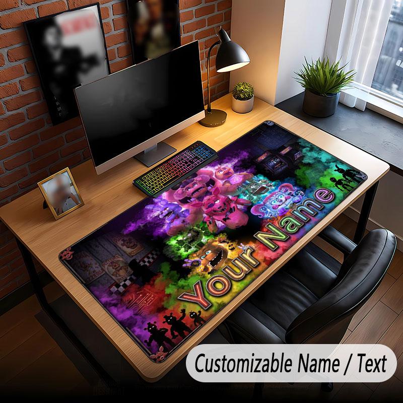 Custom Name Text Big Mouse Pad,Five Nights At Freddy’s Soft Non Slip Extended Desk Mat For Home Office