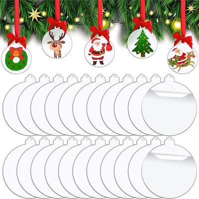 20x Christmas Acrylic Baubles Blanks Clear Acrylic Christmas Baubles with Ribbon