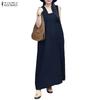 ZANZEA Women Summer Square Collar Casual Sleeveless Dress