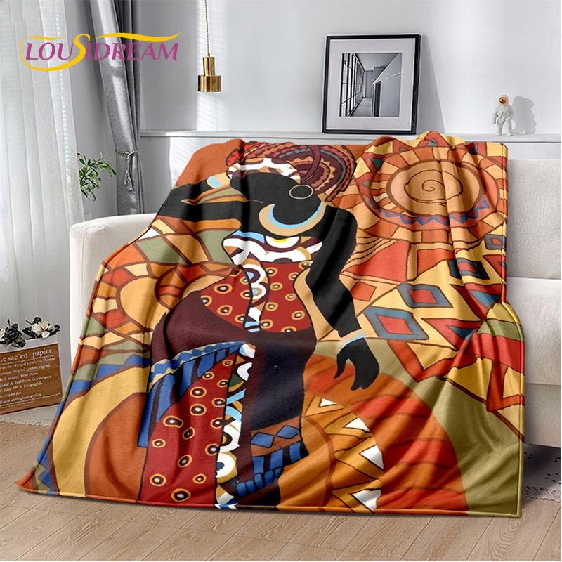 Classics Cartoon Africa Ethiopian Painting Art Blanket,Soft Throw Blanket for Home Bedroom Bed Sofa Picnic Office Travel Cover