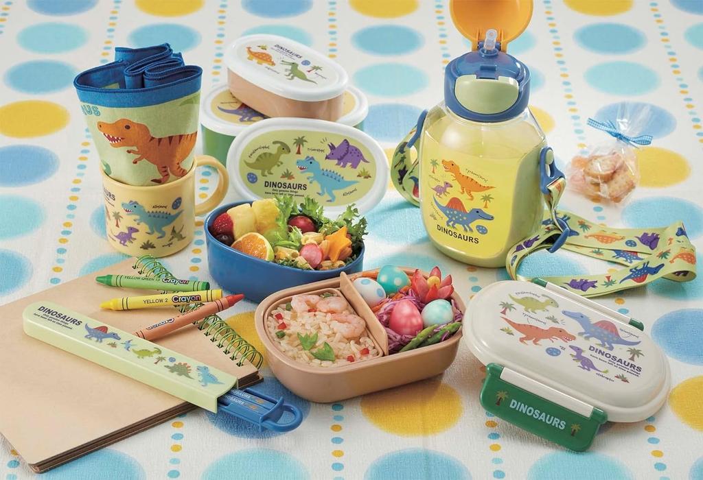 Skater Brotdose Plastikbecher 200ml für Kinder Antibakteriell Spülmaschinenfest Hergestellt in Japan Dinosaurier Bilderbuch NEU KE4AAG-A