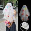 Photo Props Pompom Mesh Tulle Colorful White Veil Wedding Veils  Bridal Veils Headdress Accessories