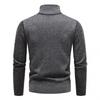 Winter Men Stand Collar Sweater Men Patchwork Knitwear Jumpers Slim Fit Brown Knitted Sweater Male Fleece Warm Pullover
