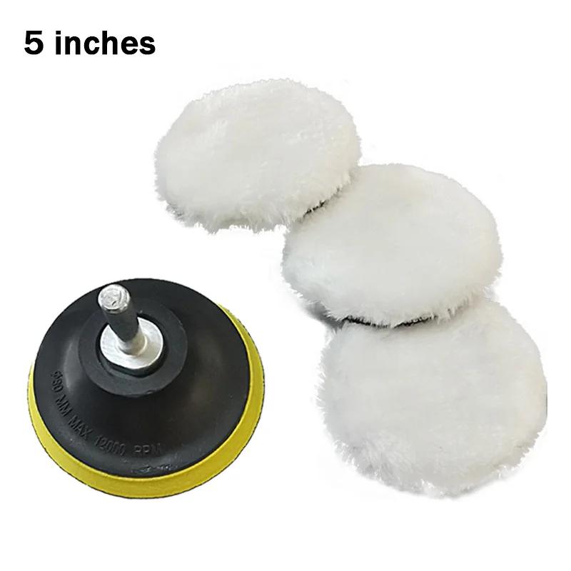 5pcs Imitation Wool Polishing Disc Set Car Beauty Wool Ball 3 Inches/4 Inches/5 Inches Automotive Polishing Accessories