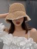 Summer Lace Brim Straw Hat Handmade Weave Hollow Foldable Sun Panama Casual UV Sunscreen Beach Cap Korea Fashion Foldable Bucket
