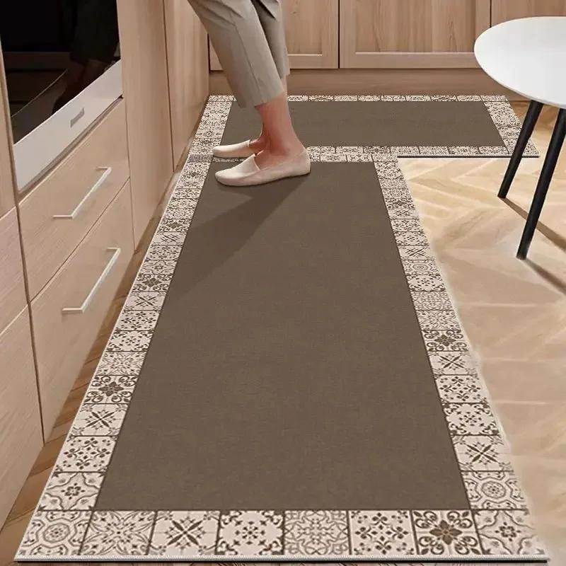 Pvc Kitchen Carpet Non-slip Oil-proof Rug Waterproof Leather Floor Mat Modern Long Strip Carpets Alfombra De Cocina