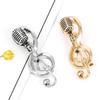 Gold Silver Color Microphone Brooch Jewelry Decoration Music Note Pins Badge Decoration for Unisex