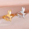 Cazador Bird Flowers Leaves Rings for Women Stainless Steel Jewelry Animal Open Finger Ring Birthday Anniversary Gift Wholesale