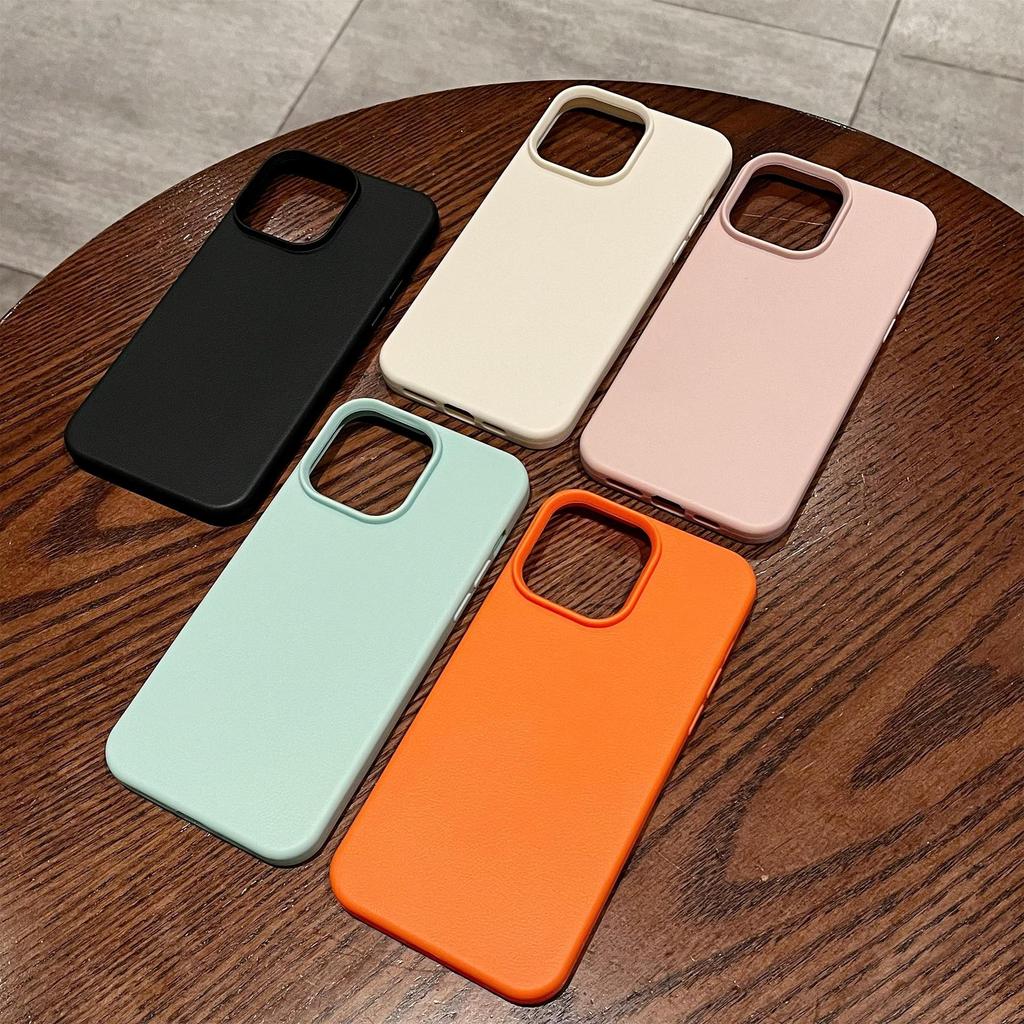 Advanced Solid Color Advanced Applicable Apple 16 Mobile Phone Case IPhone 15 Promax Protector Case 14 Leather Pattern Soft Case