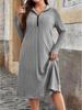 2025 Autumn/Winter European Plus Size Women's Round Neck Zippered Striped Dress