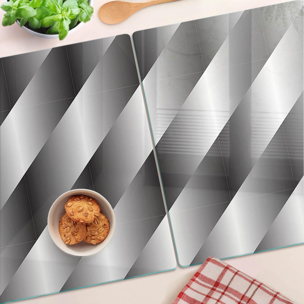 Tempered Glass Boards Set of 2 Abstract Stripes 2x40x52 cm