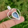Daughters Day Deal Natural Owyhee Blue Opal Bezel Heart New Pendant 925 Silver