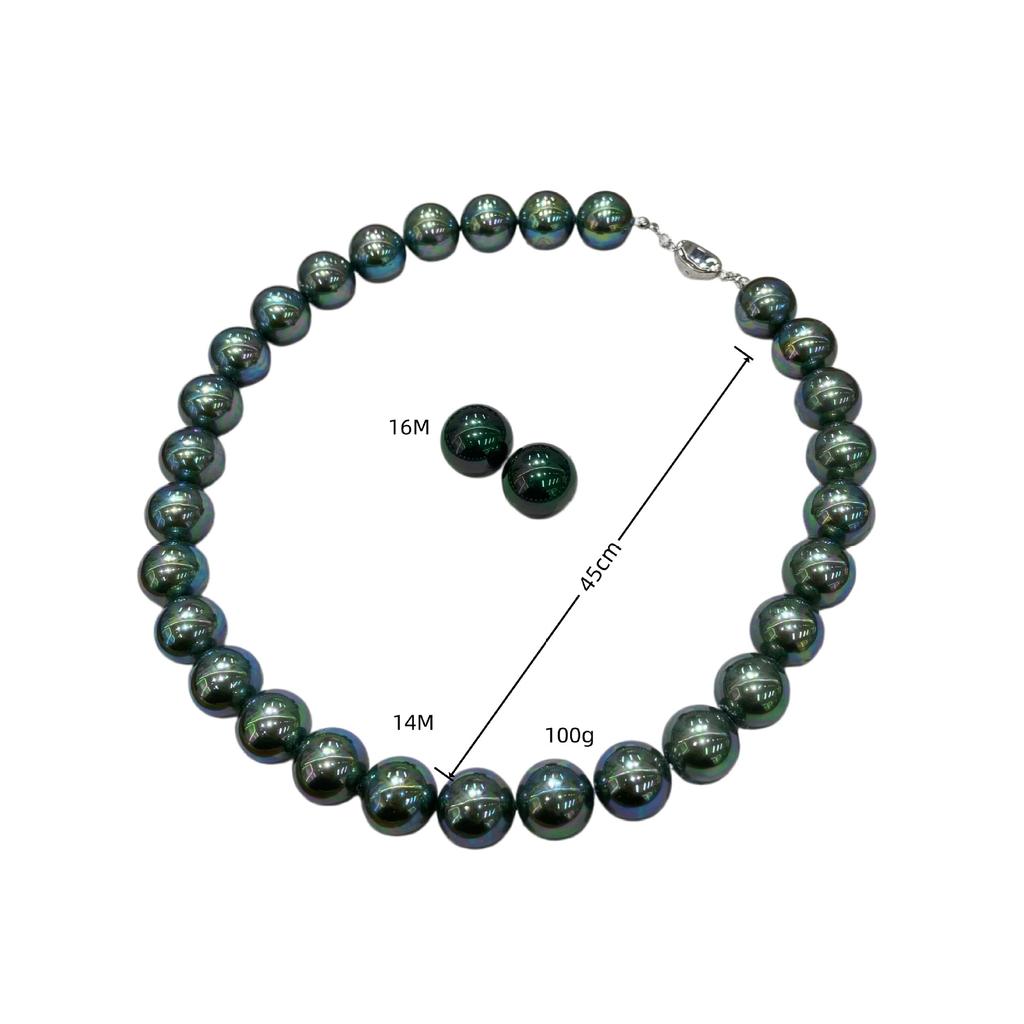 Elegant 14M Turquoise Perfect Round Bead Tahitian Necklace Female French Morandi Mermaid Ji Clavicle Chain