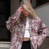 Fashion Style New Arrival Retro Lapels Loose Casual Plaid Shirt Loose Vintage Plaid Shirt