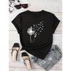 Dandelion Print Crew Neck T-Shirt, Casual Short Sleeve T-Shirt for Spring & Summer, Women's Clothing