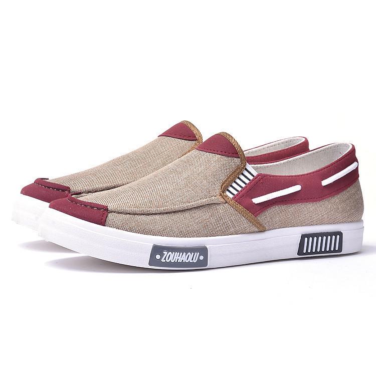 Herremote Pustende fritidssko Komfortable flate lerretssko Myke Slip-on Loafers