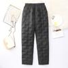 Vintage Quilted Pants Women Winter Warm Trouser Cotton-padded Pants Casual Design Pockets Elastic Waist Korean Chic Black Pants