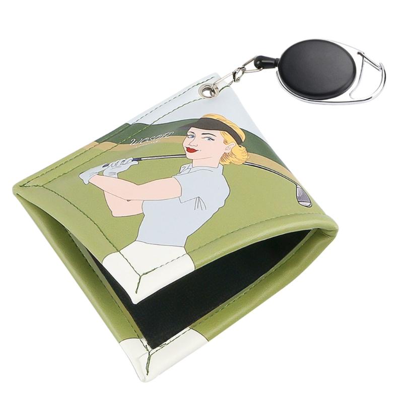 

Square Golf Ball Cleaning Towel with Retractable Keychain Buckle Mini Golf Ball Club Head Cleaner Wiping Cloth Durable 1