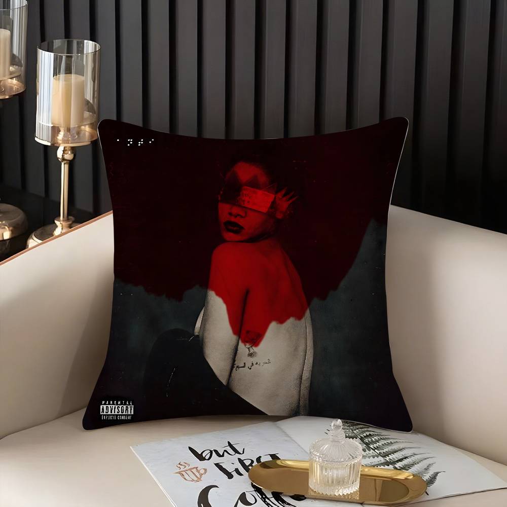 Popular Singer R_Rihannas Pillow Case Home Dorm Chair Back Short Plush Double-Sided Printing Office Nap Time Cushion Cover