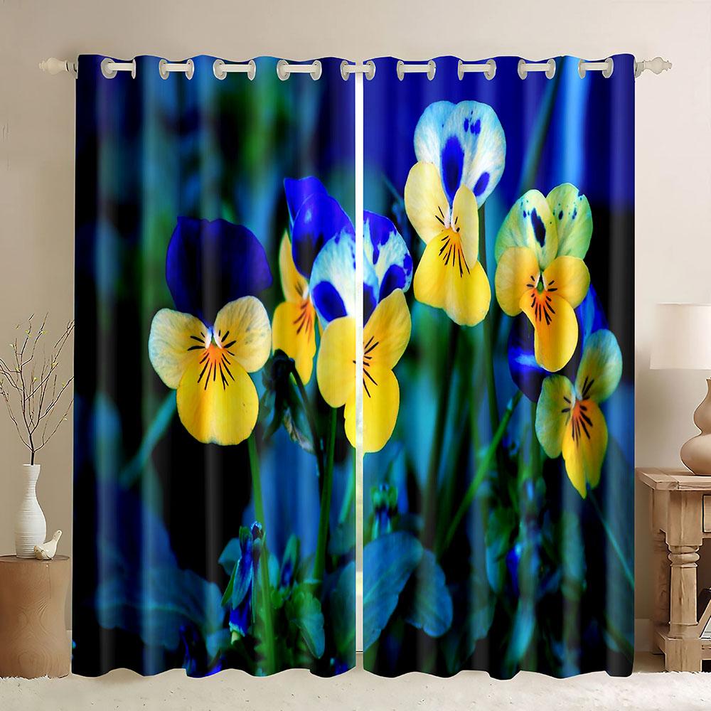 Planet Fenstergardinen Frühlingsgänseblümchen 3D-Druck Verdunkelungsvorhänge Buntes Blumenmuster Naturkunst für Heimdekoration