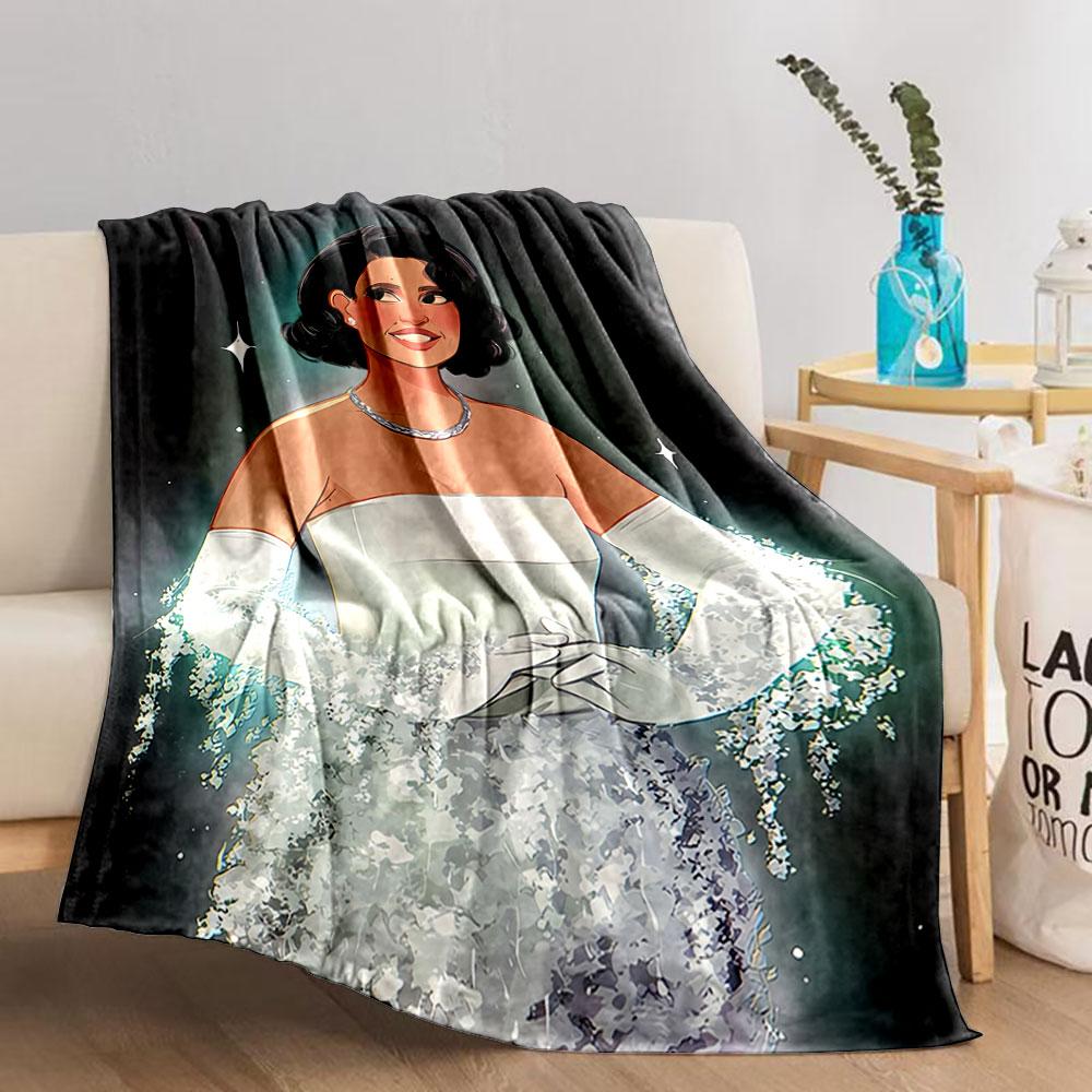 Elegant Woman in White Dress for all seasons blanket lunch break throw gift