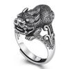 Adjustable Open Ring Men Women Plated Lucky Pixiu Charm Wide Band Statement Retro Ethnic Style