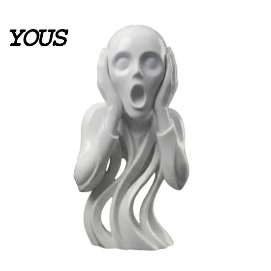 Smooth Curved Surface Decor 3D Printed The Scream Statue, Abstract Expressionist Art Figurine with Hollow Modern Home Soft Furnishings Flowing
