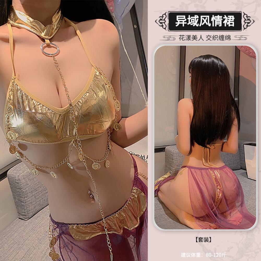 Fun Underwear Western Regions Dancer Sexy Sequins Split Exotic Performance Clothes Patent Leather Antique Temptation Court Style Dress