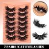 7 Pairs Of Imitation Mink False Eyelashes, Thick Exaggerated Curled Simulated Eyelashes
