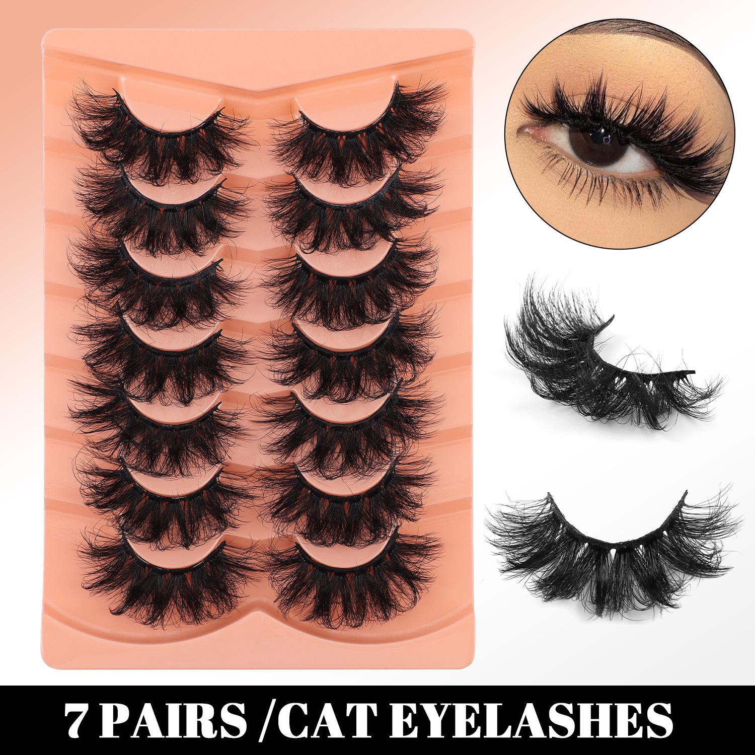 Европейские и американские хиты продаж 7 пар драматичных накладных ресниц - Объем как у норки, завитые и реалистичные G7-001