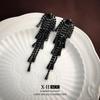 Elegant Gold-Plated Black Zircon Stud Earrings - Niche Design for a Luxurious Fashion Statement