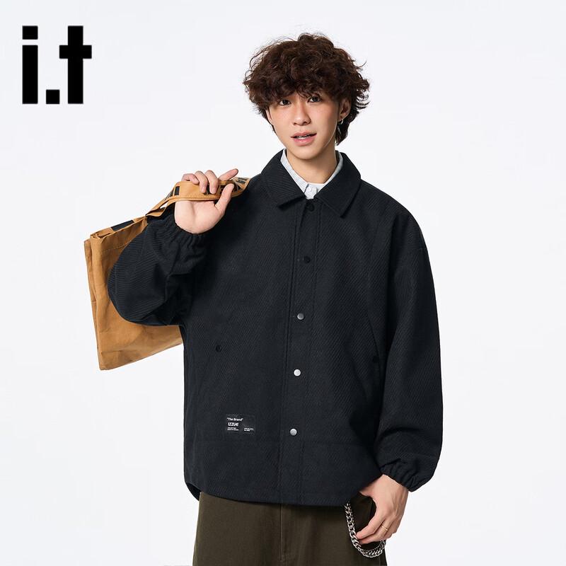 Izzue Unisex Autumn Woolen-Look Lapel Jacket