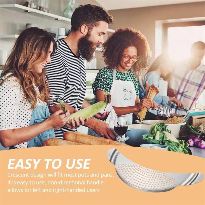 Pot Strainer Pan Drainer For  Kitchen Easy Draining Pot Strainer Stainless Steel Pasta Spaghetti Practical Draining Tool Sifter