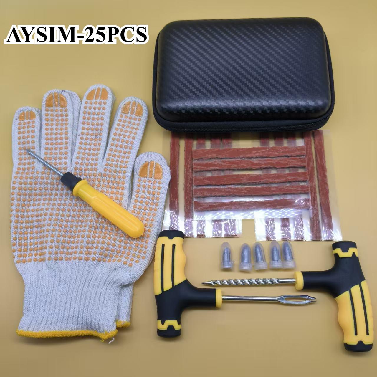 

Tire Repair Kit with Quick - Fix Strips, Plugs, and a Durable Carbon - Fiber Case for Cars, Motorcycles, Bikes, Trucks, and RVs жёлтый