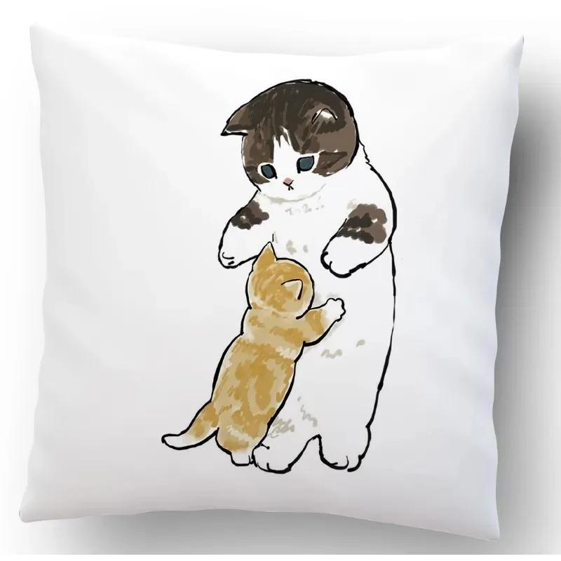 Cute Cat Pattern Pillowcase Living Room Office Home Pillowcase Car Ornaments