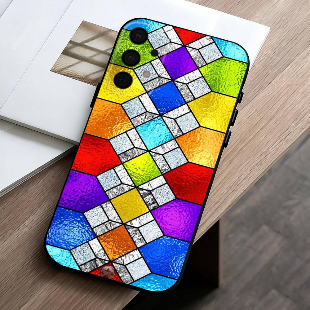 C-Colorful-L G-Glass-S Phone Case For Samsung Galaxy A73,A72,A71,A70,A53,A52,A51,Others Soft Black Cover