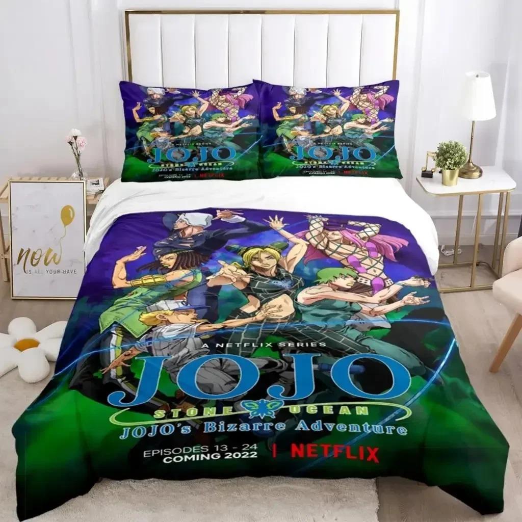 Jojo Anime Print Bedding Set For Bedroom Soft Modern Bedspreads Comefortable Kids Duvet Cover Quilt Cover And Pillowcase