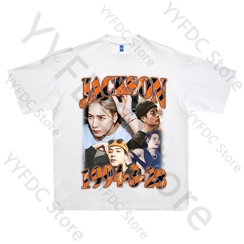 Jackson Wang T Shirt Trend Art Street Hip Hop Tshirt Women Unisex Cotton Short Sleeve Tee Tops Kpop GOT7 Jackson Wang Fans Clothes M