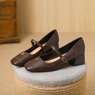 Huiliya French Commuter Mary Jane Shoes Women's Head 2025 Spring Niche Shallow Mouth Single Shoes Fashion Shoes W221-11