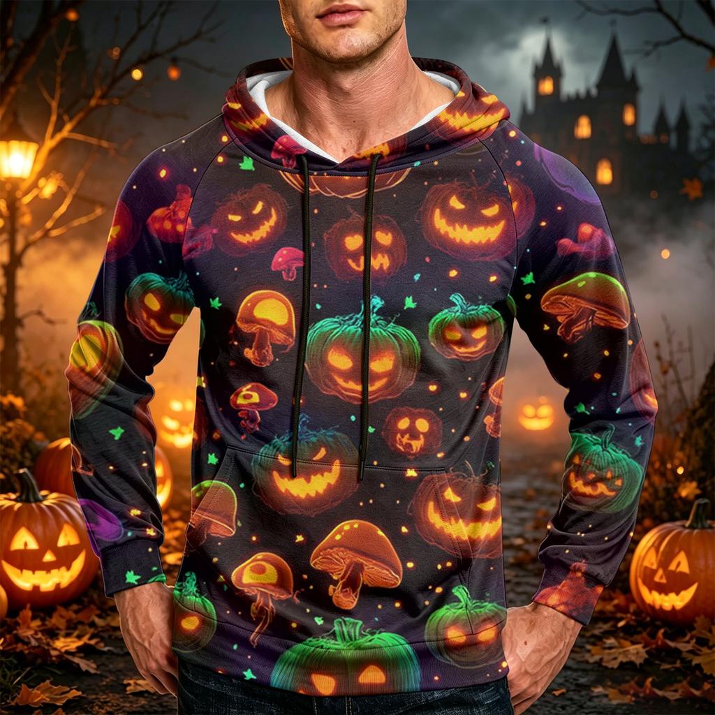 Men's Casual Loose Fit Hoodie with Kangaroo Pocket and Drawstring Printed Sweatshirt