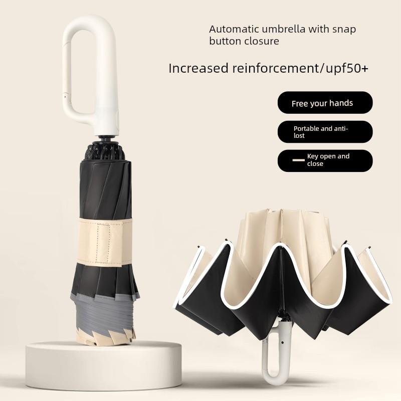 Ring-Buckle Automatic Umbrella, Enlarged and Reinforced, Sturdy and Wind-Resistant, for Men and Women, Sun Protection, Dual-Use for Sun and Rain
