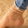 Unique 5-piece Stackable Foot Chain Set: Simple Elegance for Daily and Vacation Clothing - Multi functional Fashion Accessories