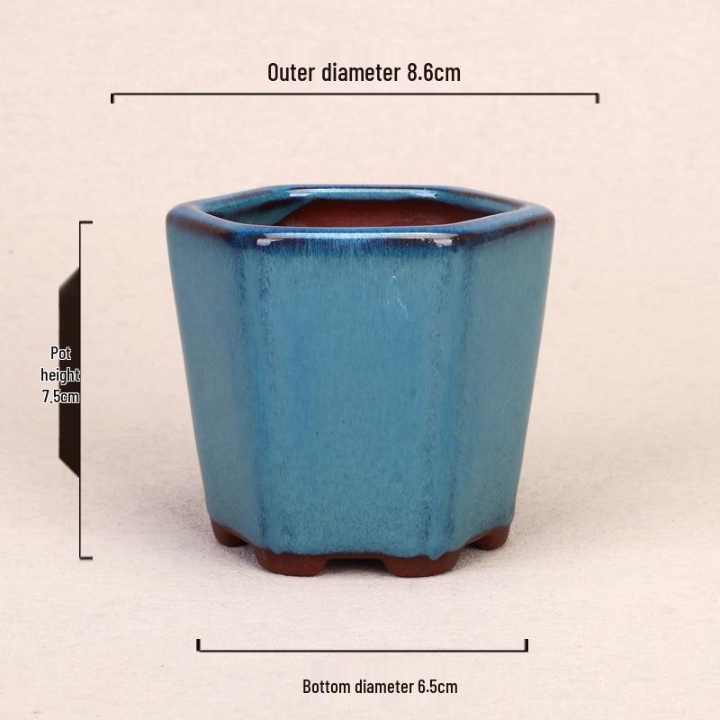 Ceramic Miniature Hand-Shaped Purple Clay Succulent Pot with Blue Glaze - Small Flower Pot for Balcony Seedlings