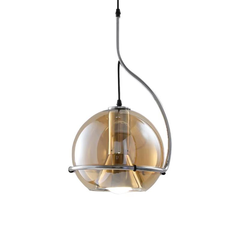 Amber Circle Glass Bauhaus Pendant Lamp Vintage Americano Restaurant Ristorante Hot Pot Regolabile Chandelier Led Bulb Luster