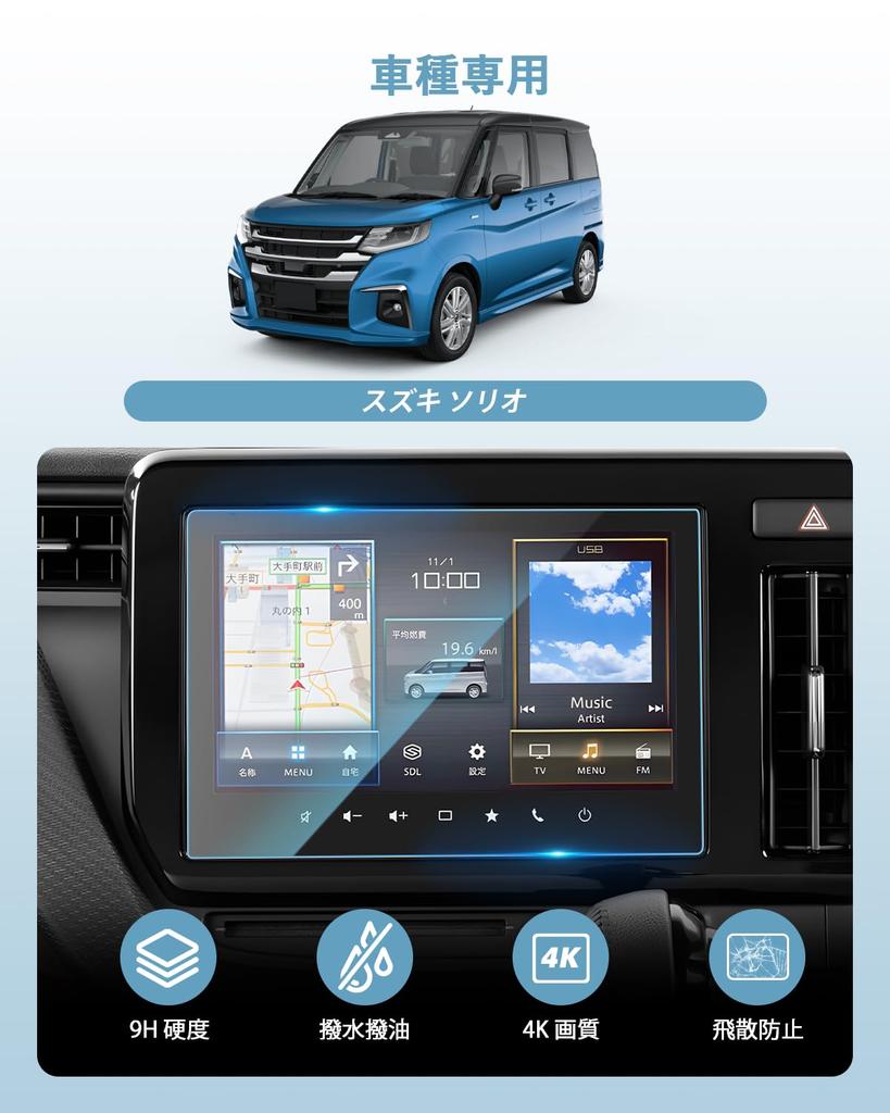 SKTU [SOLIO MA37S] 9 Inch Car Navigation Protective Film, 9H Hardness, LCD Protective Sheet,