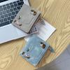 Purse Canvas Card Bag Korean Style PU Leather Card Holder Simple Embroidered Cat Wallet  Men