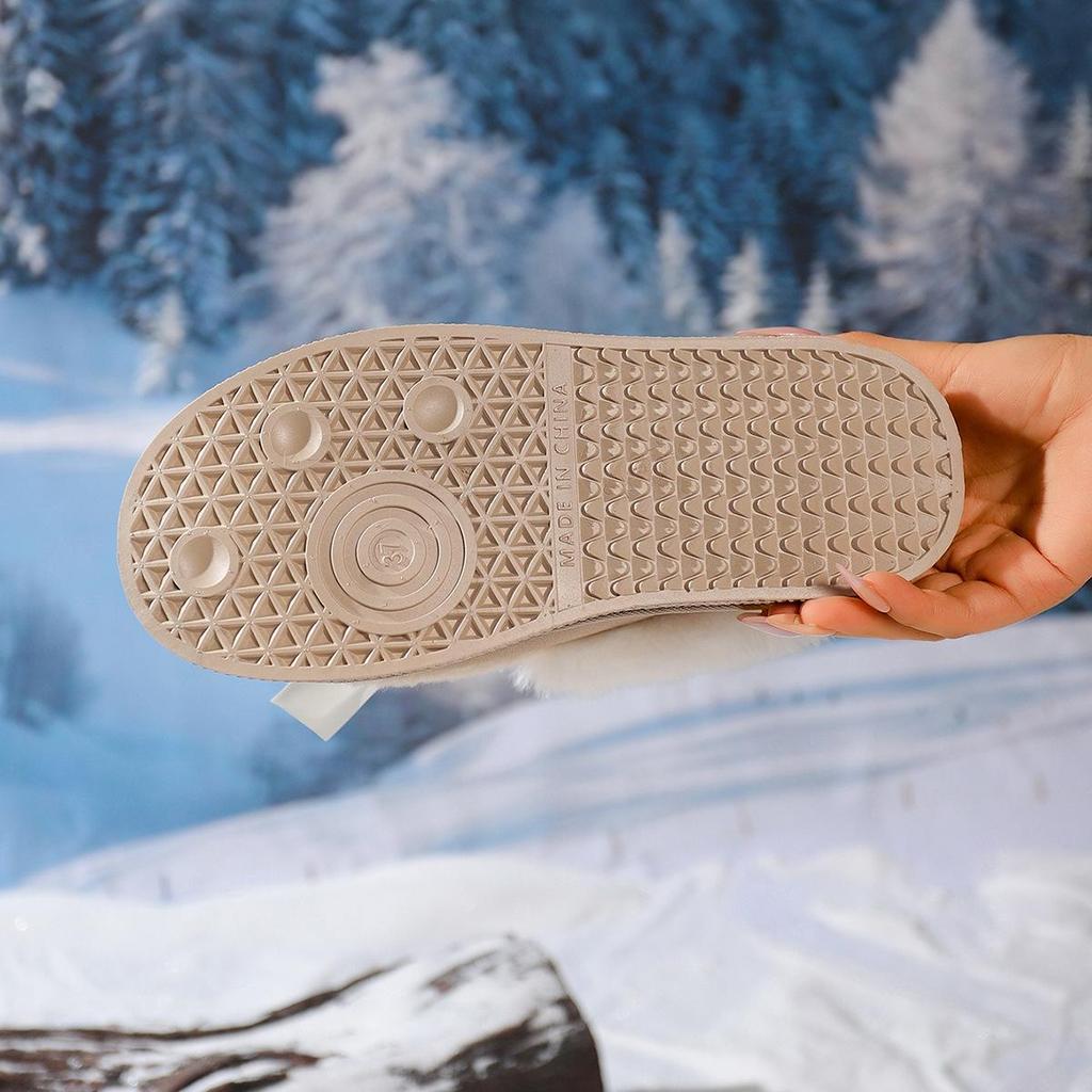 Damen 2025 Fuzzy Baumwolle Slip-On Schneestiefel: Dicke Sohle, Plus Samt, Warmer Winterstil