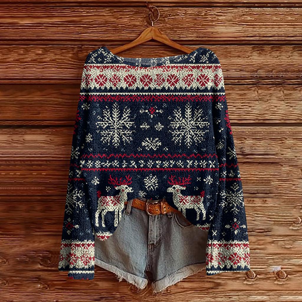Women's Round Neck Lightweight Sweater Casual Long Sleeve Knit Pullover